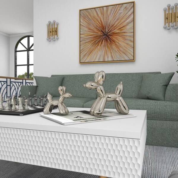Litton Lane Silver Ceramic Balloon Dog Sculpture (Set of 2) 22433