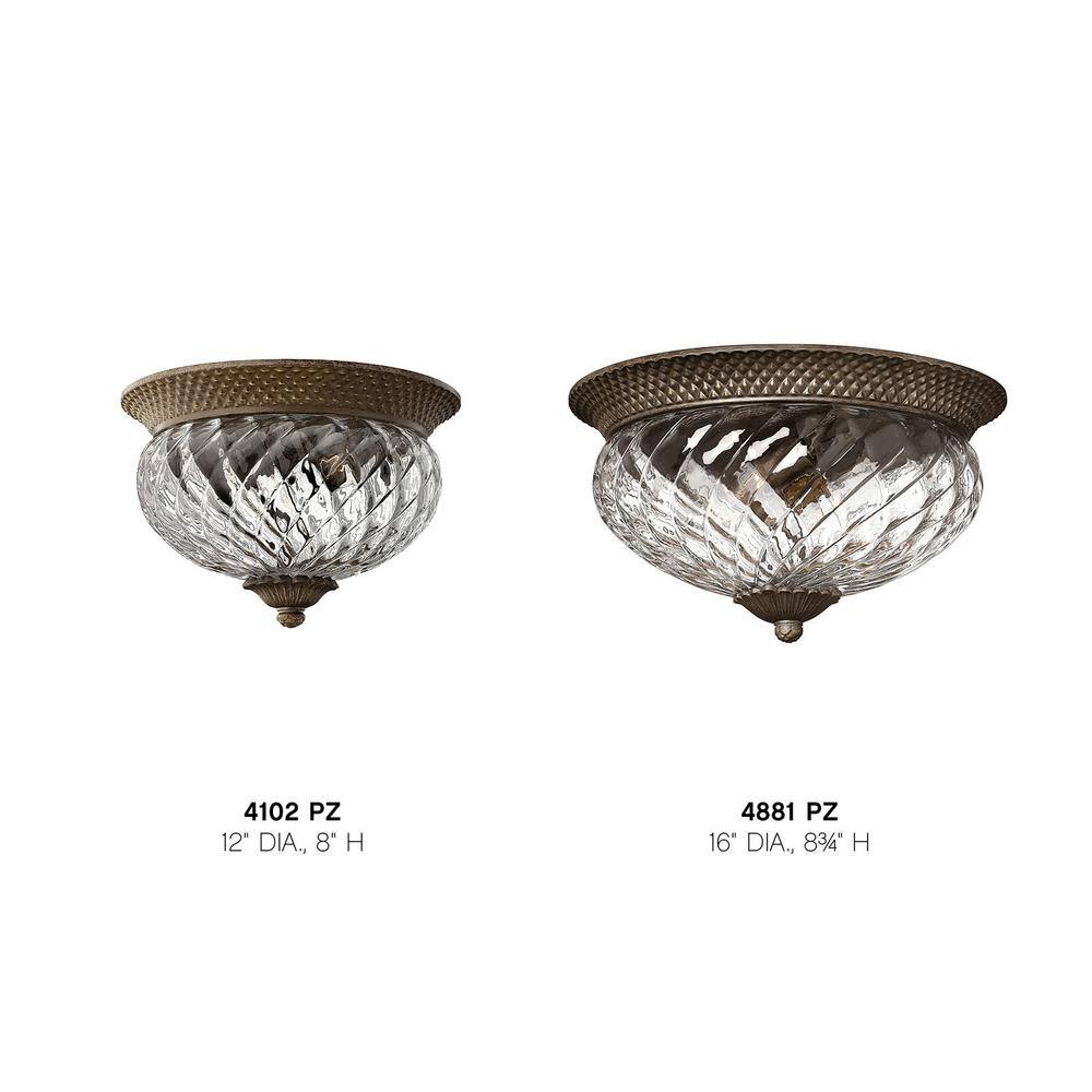 Pearl Bronze 3-Light Indoor/Outdoor Flush Mount with Clear Optic Glass