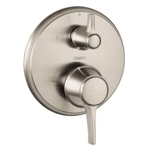 Metris C 2-Handle Pressure Balance Valve Trim Kit with Diverter in Brushed Nickel (Valve Not Included)