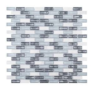 Alaskan Chill Blue 11.5 in. x 11.625 in. Interlocking Mixed Glass and Stone Mosaic Tile (14.83 sq. ft./Case)