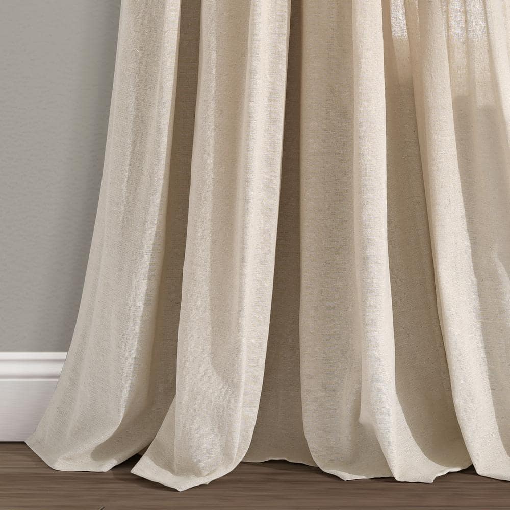 Dark Linen Light-Filtering Cotton Blend Pleated Curtain Panel