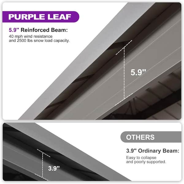 PURPLE LEAF 12 ft. x 14 ft. Champagne Aluminum Hardtop Gazebo