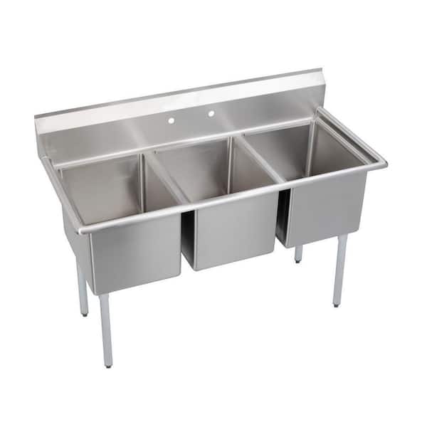 Dependabilt 63 in. Freestanding Stainless Steel 3 Compartments Commercial Sink