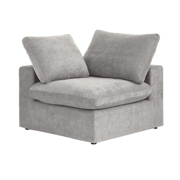 39.3 in. Square Arm 1-Piece Linen Modular Corner Sectional Sofa Couch in Gray (Left/Right/Corner Side Section)