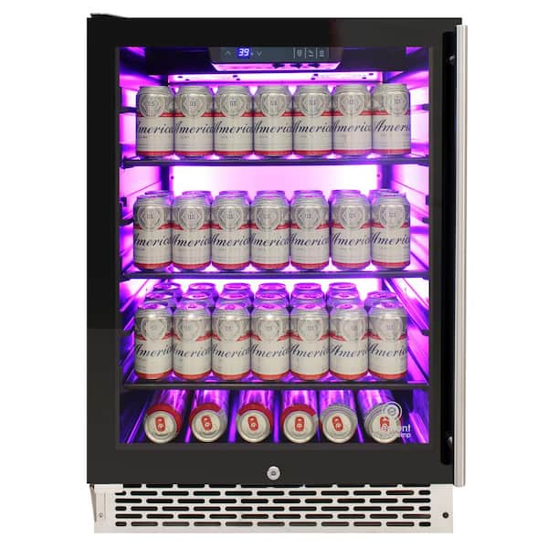 Prismatic Series 17 in. Single Zone 85 Can Beverage Cooler with RGB  HexaColor LED Lights Mini Gaming Fridge in Black