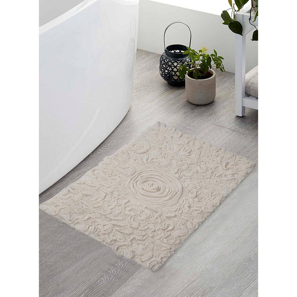 Bell Flower Collection 100% Cotton Tufted Bath Rugs, 17 in. x24 in. Rectangle, Ivory price history on PriceWatchPro