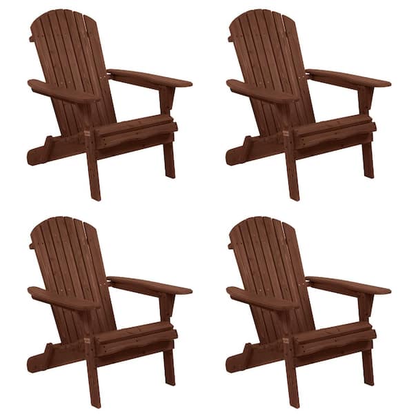 Winado Carbonized Folding Wood Adirondack Chair (4-Pack)