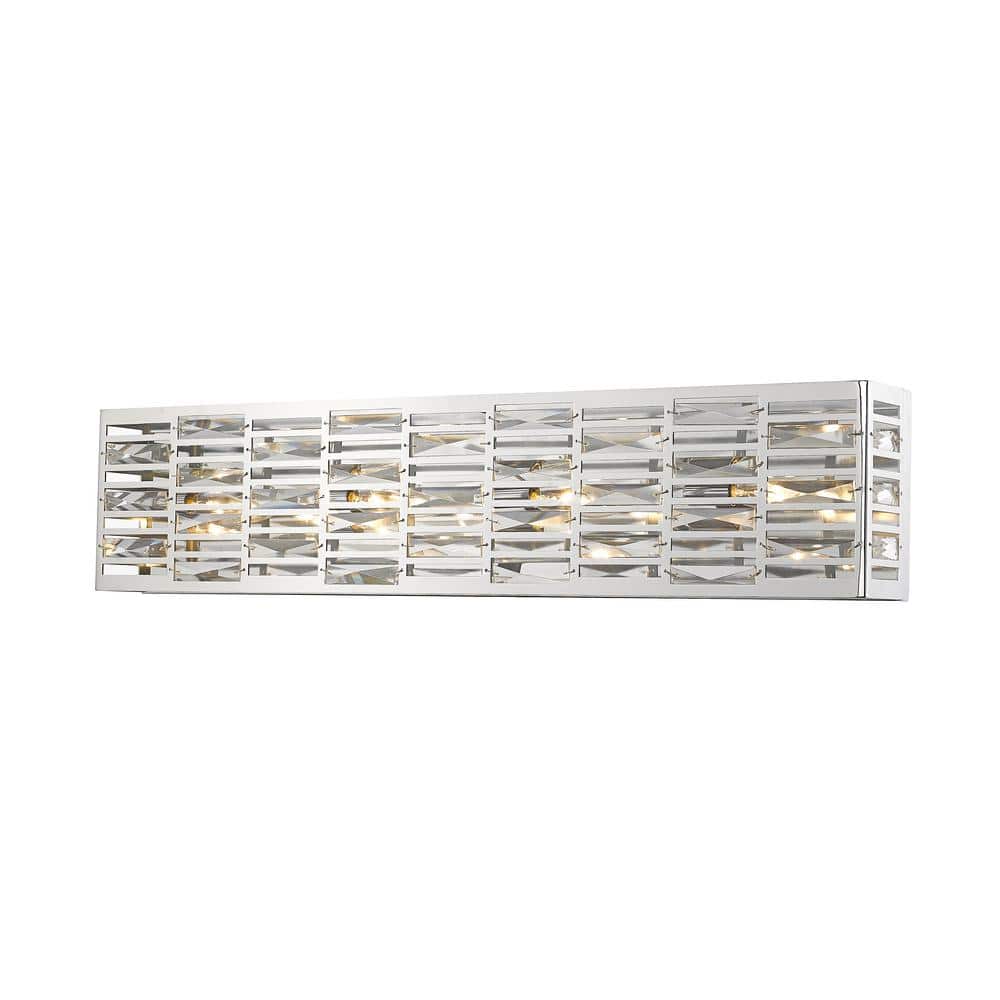 UPC 685659136708 product image for Cronise 36 in. 4-Light Chrome Vanity Light with Chrome and Crystal Shade with No | upcitemdb.com