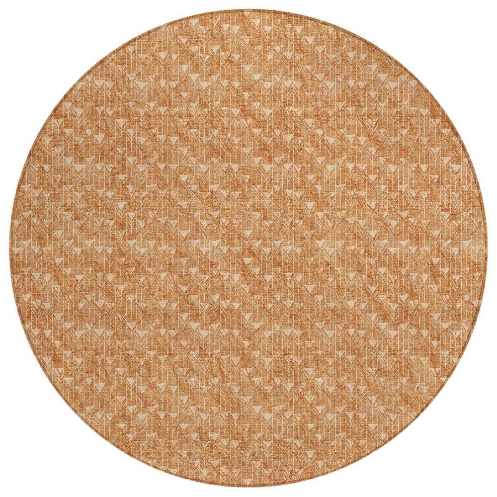 Bronze 8 ft. Round Geometric Indoor / Outdoor Area Rug price history on PriceWatchPro
