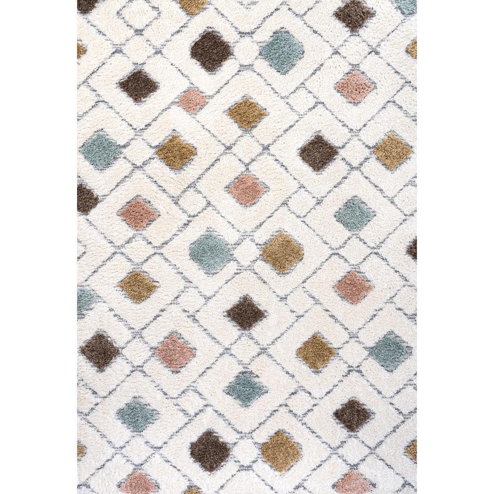 5' x 8' Multi/Cream Synthetic Trellis Area Rug