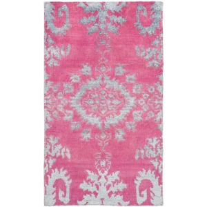 Stone Wash Fuchsia Doormat 3 ft. x 5 ft. Floral Area Rug