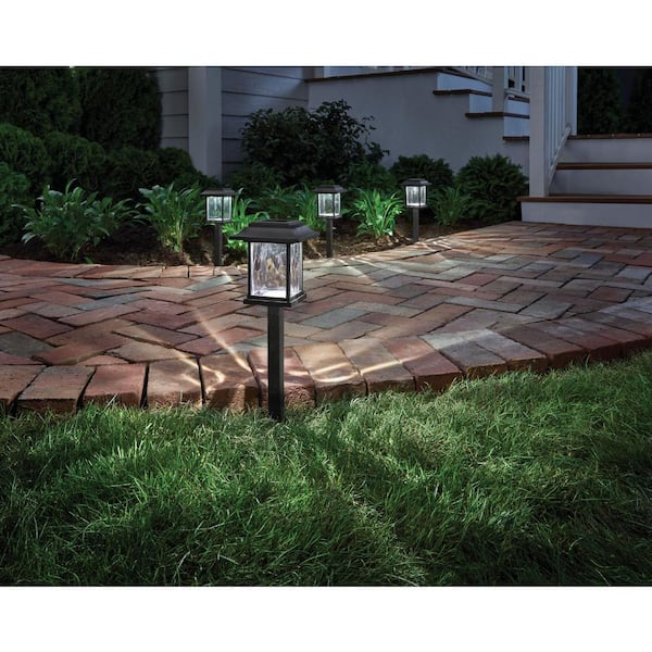 Hampton Bay Melrose 10 Lumen Black LED Weather Resistant Outdoor Solar Path Light with Plastic Lens (4-Pack)