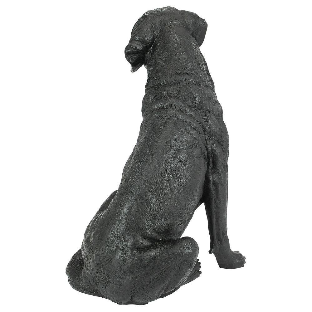 Black Resin Labrador Retriever Dog Garden Statue, 15.5 Inches Tall