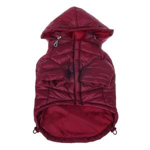 X-Small Burgundy Red Lightweight Adjustable Sporty Avalanche Dog Coat with Removable Pop Out Collared Hood