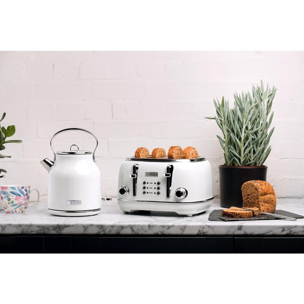 Ivory 4-Slice Wide Slot Stainless Steel Toaster with Crumb Tray