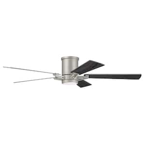 Wyatt 52 in. Indoor/Outdoor Painted Nickel Ceiling Fan with Smart Wi-Fi Enabled Remote & Integrated LED Light
