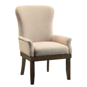 Landon Beige Linen & Salvage Brown Linen Arm Chair