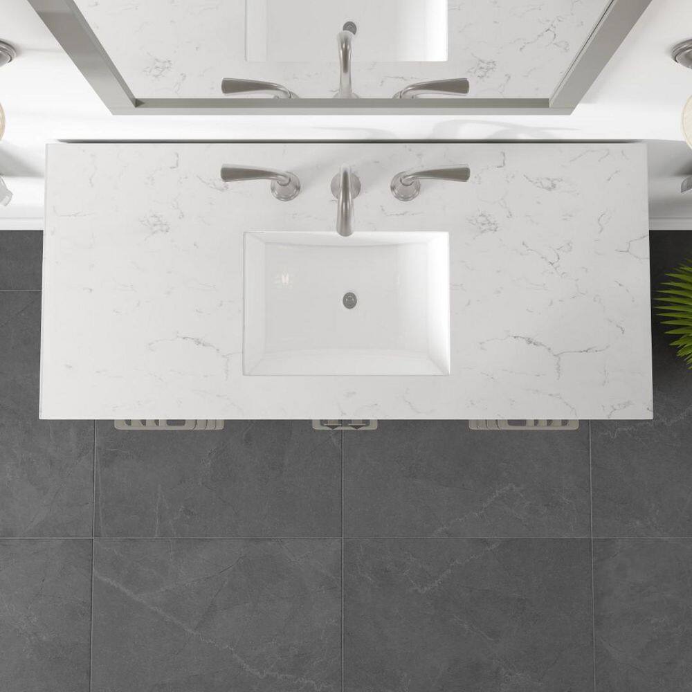 Elegant Aberdeen 42" Transitional Gray Vanity with White Carrara Marble Top
