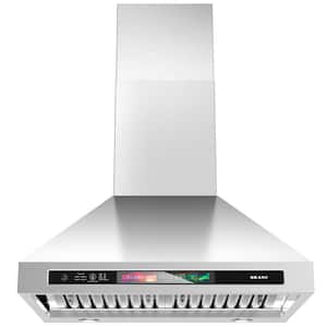 30 in. 900 CFM Convertible Wall Mounted Range Hood in Stainless Steel with Voice Control, Memory Mode, Adjustable Lights