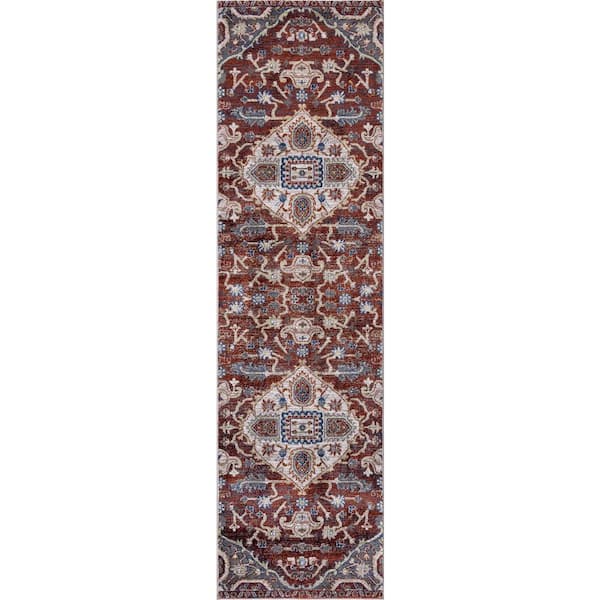 Home Decorators Collection Talya Red 2 ft. x 7 ft. Medallion Runner Rug