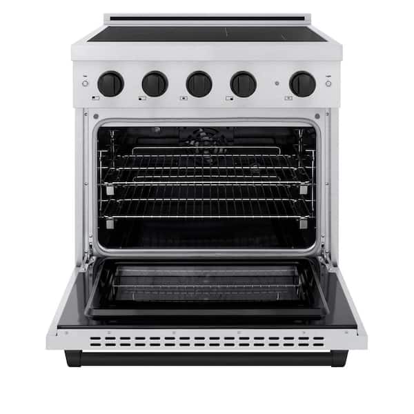 Autograph 30 in. 4.2 cu. ft. Paramount Induction Range with 4 Element Cooktop in Satin Stainless with Matte Black Accent