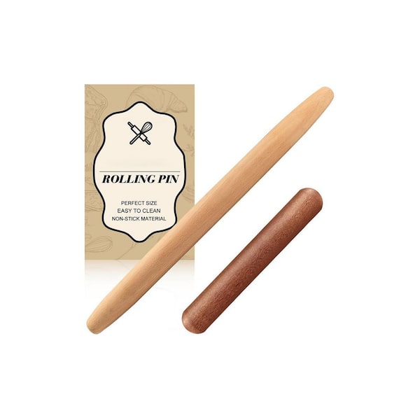 8 inch & 15.7 inch Natural Wood Rolling Pin Set for Baking, Pizza, Pie, Pasta, Bread, Pastry with Smooth Finish