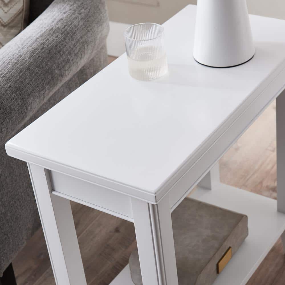 Laurent 12 in. Chocolate Cherry Rectangle Solid Wood Narrow End Table with Shelf - thumbnail 5