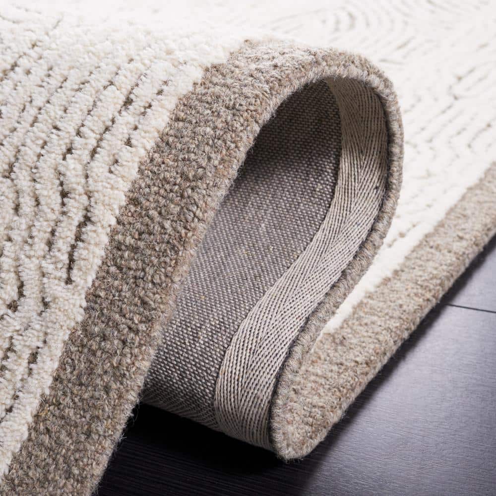 Handmade Ivory and Beige Wool Abstract 6' x 9' Area Rug