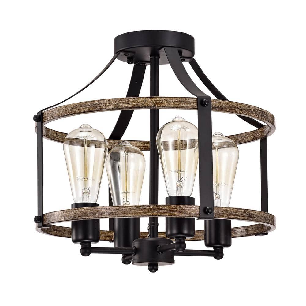 Teeger 13 in. 4-Light Black Indoor Semi-Flush Mount with Light Kit price history on PriceWatchPro