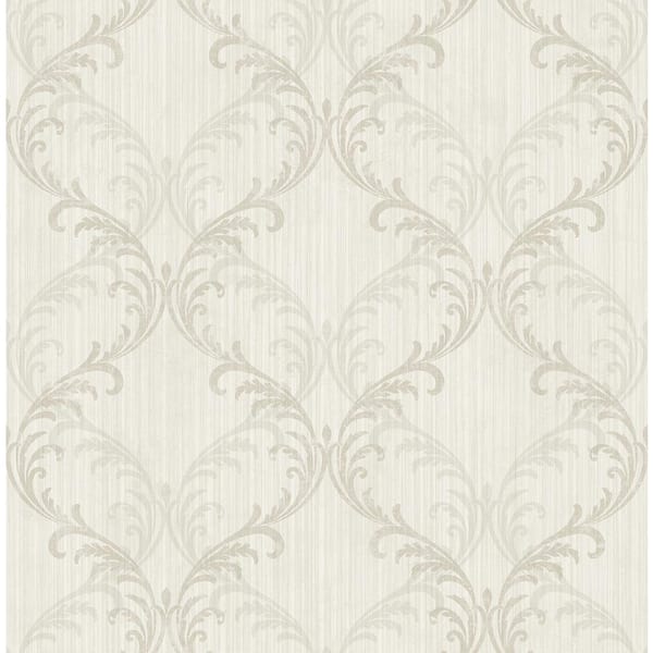 CASA MIA Ornament Striped Damask Beige Paper Strippable Wallpaper Roll ( Cover 56.05 sq. ft. )