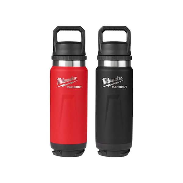 PACKOUT Red and Black 24 oz. Insulated Bottle with Chug Lid (2-Pack)