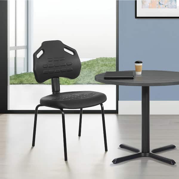 Black Urethane Armless Guest Chair in Black Finish Frame