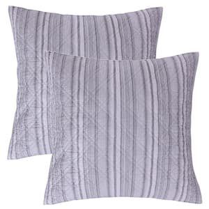 Winterland Grey White Stripe Quilted Cotton Euro Sham (Set of 2)