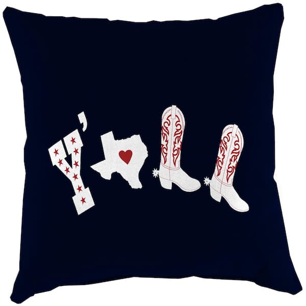 Jordan Manufacturing 16 in. L x 16 in. W x 4 in. T Square Outdoor Throw Pillow in Y'all Texas