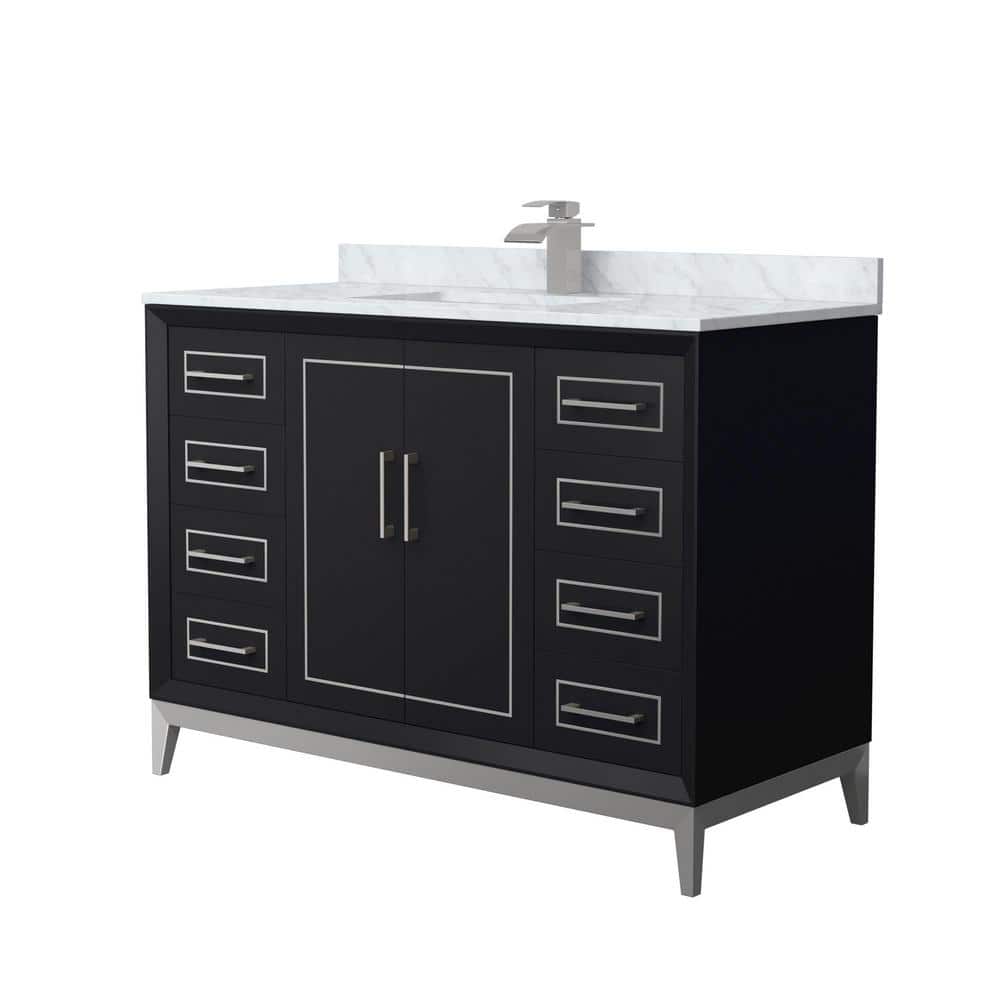 Marlena 48 in. W x 22 in. D x 35.25 in. H Single Bath Vanity in Black with White Carrara Marble Top price history on PriceWatchPro