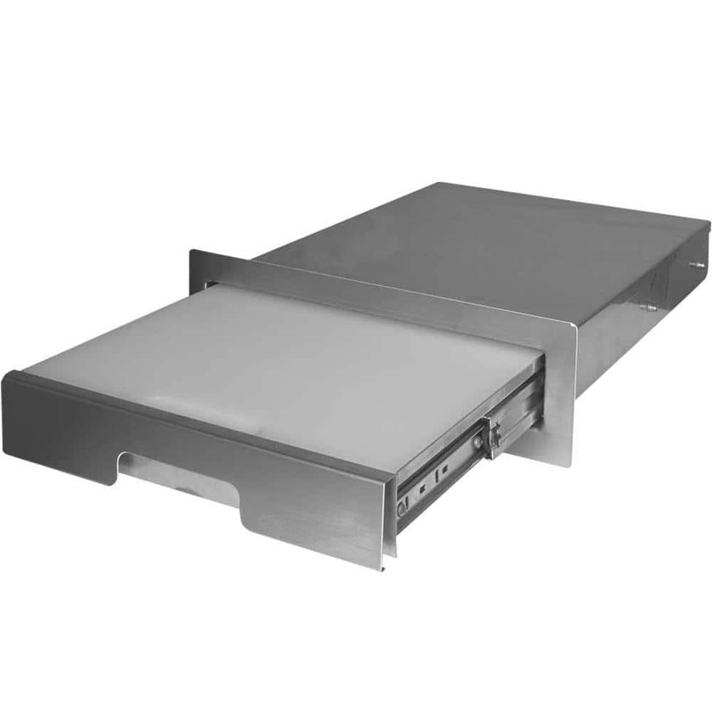 Cal Flame 15-3/8 in. Stainless Steel Pull Out Cutting Board for Outdoor Grill Island -  BBQ07891P