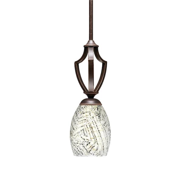 Unbranded Cleveland 100-Watt 1-Light Dark Granite Shaded Pendant Light with 5 in. Natural Fusion Glass Shade, No Bulbs Included