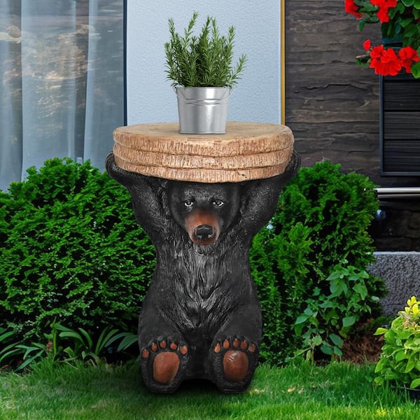 Watnature Concrete Outdoor Garden Statue -20.8in. Black Bear
