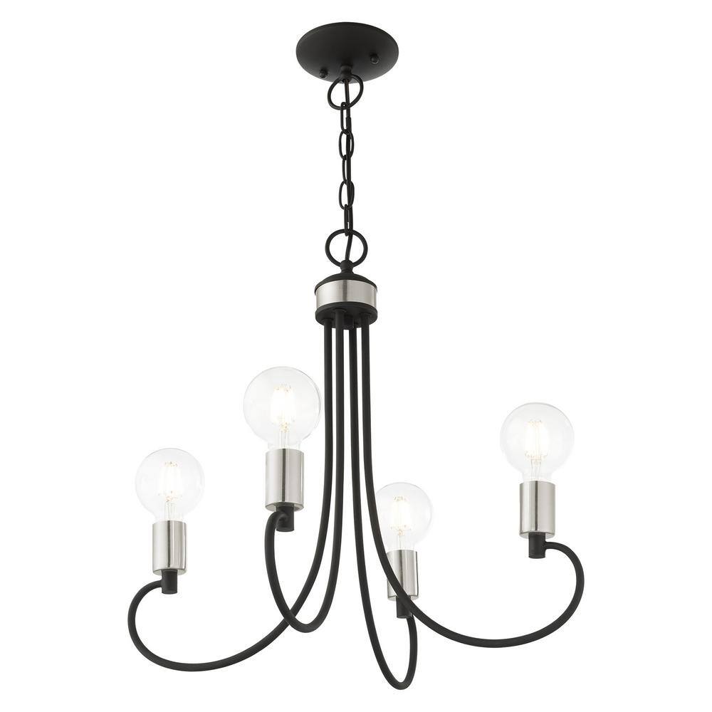 Black Crystal Mini 4-Light Candle Chandelier