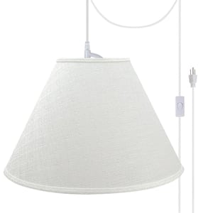 2-Light White Plug-In Swag Pendant with Off White Hardback Empire Fabric Shade