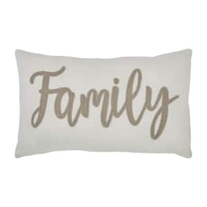 Finders Keepers White Textured 14 in. x 9.5 in. Family Throw Pillow