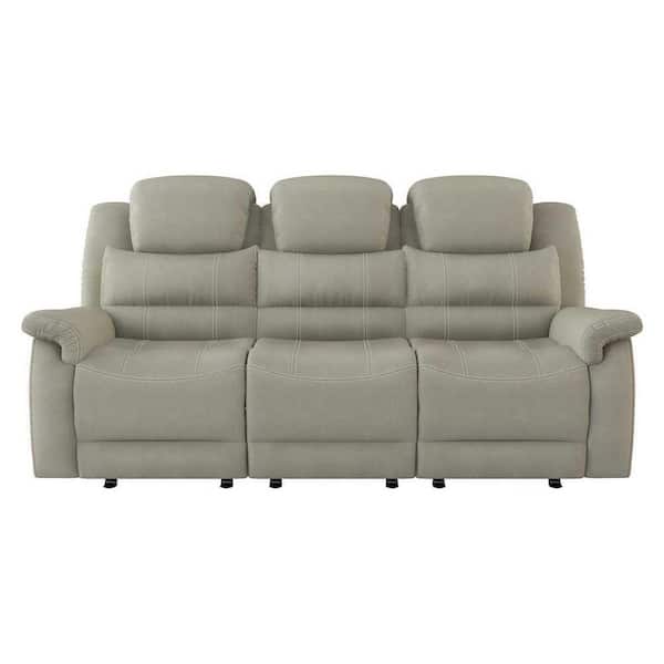 EVERGLADE HOME Rosnay 83.5 in. W Flared Arm Microfiber Straight Double Reclining Sofa in Gray