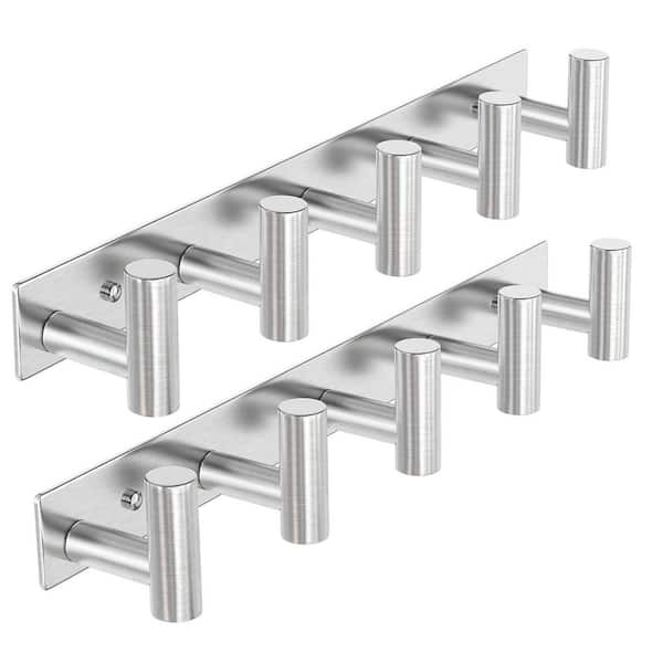 J Well Chrome Coat & Robe Hook – Wall Mounted, 2 Or 5 Hooks, Steel Construction, Modern Silver Finish