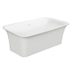 Camdyn 67 in. Solid Surface Flatbottom Freestanding Bathtub in White