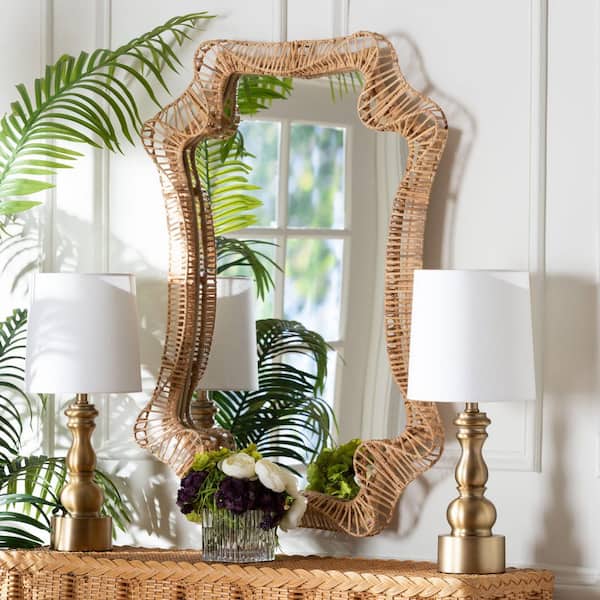 bali & pari Yusra Natural Brown Rattan 28.3 in. W x 37 in. H