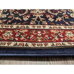 Noble Navy 2 ft. x 8 ft. Traditional Floral Oriental Area Rug