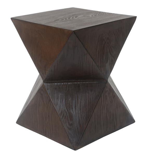Unbranded Brown Square Concrete Outdoor Side Table, Prismatic Wooden Grain Symmetric Side Table for Garden Patio