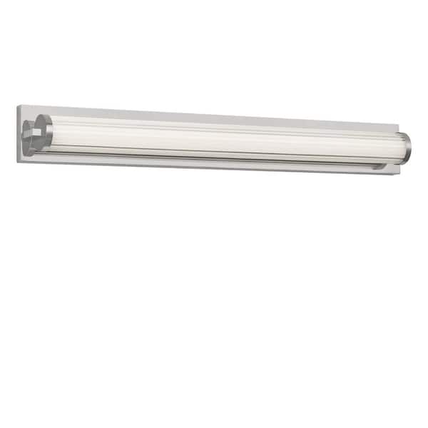 Weston 34 in. W x 4.25 in. H Chrome Bathroom LED Vanity Light with Ribbed Glass Lens