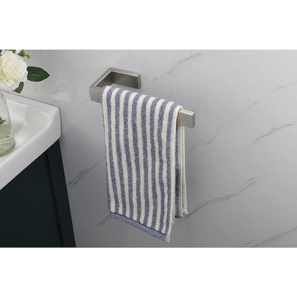 Bathroom 9 in. Wall Mounted Towel Bar Heavy-Duty Hand Towel Holder in Brushed Nickel (2-Piece)
