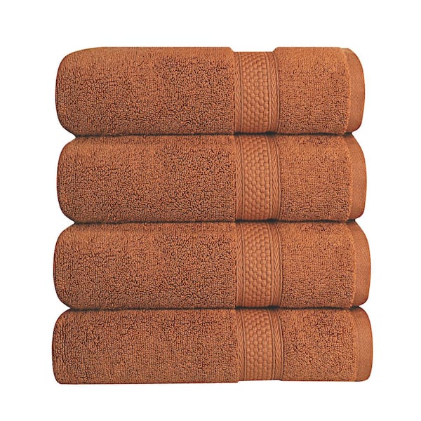 A1 Home Collections A1HC Bath Sheet 500 GSM Duet Technology 100% Cotton Ring Spun Burnt Caramel 35 in. x 70 in. Highly Absorbent (Set of 4)